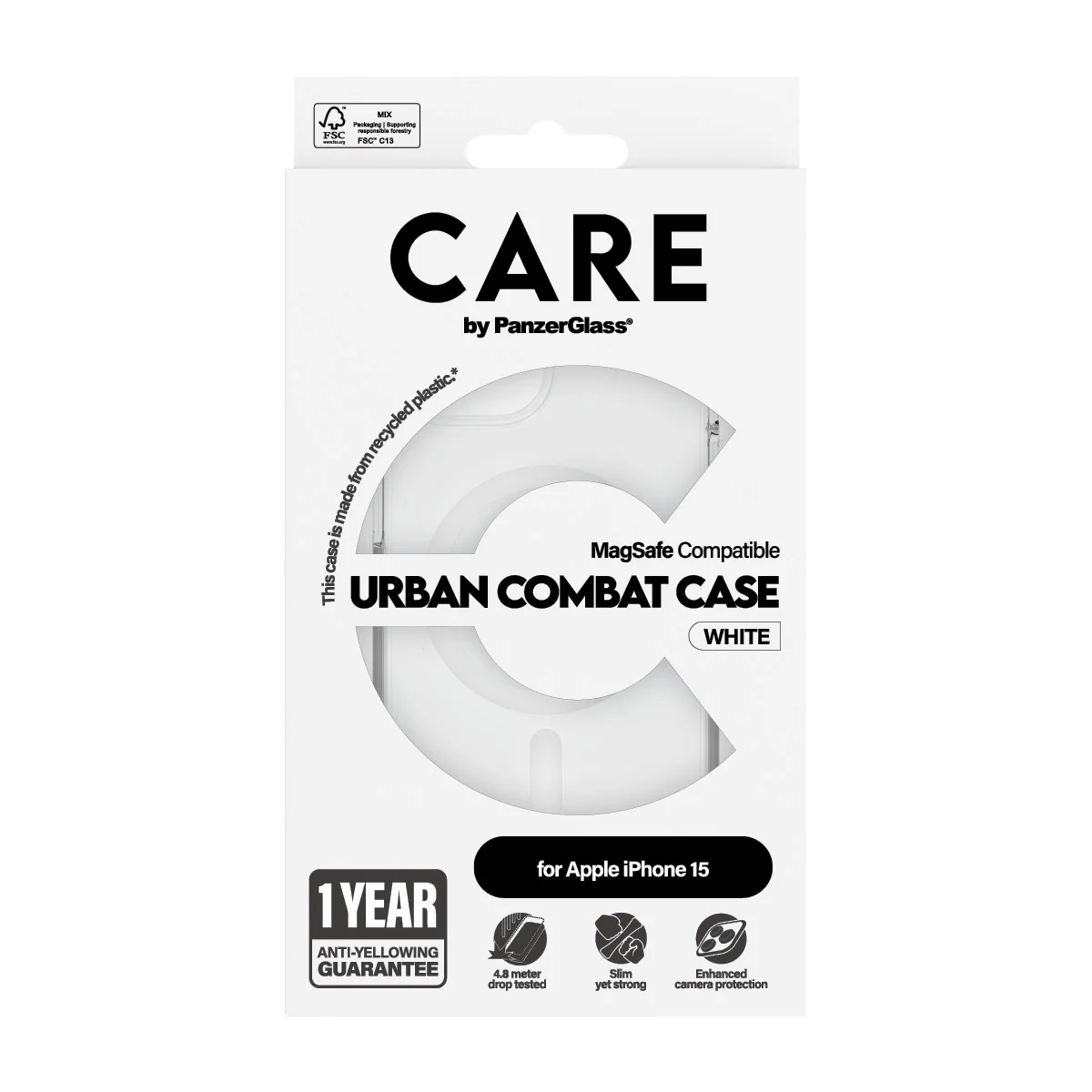 CARE™ by PanzerGlass® Urban Combat Case Transparent m. Hvid MagSafe iPhone 15 - Image 3