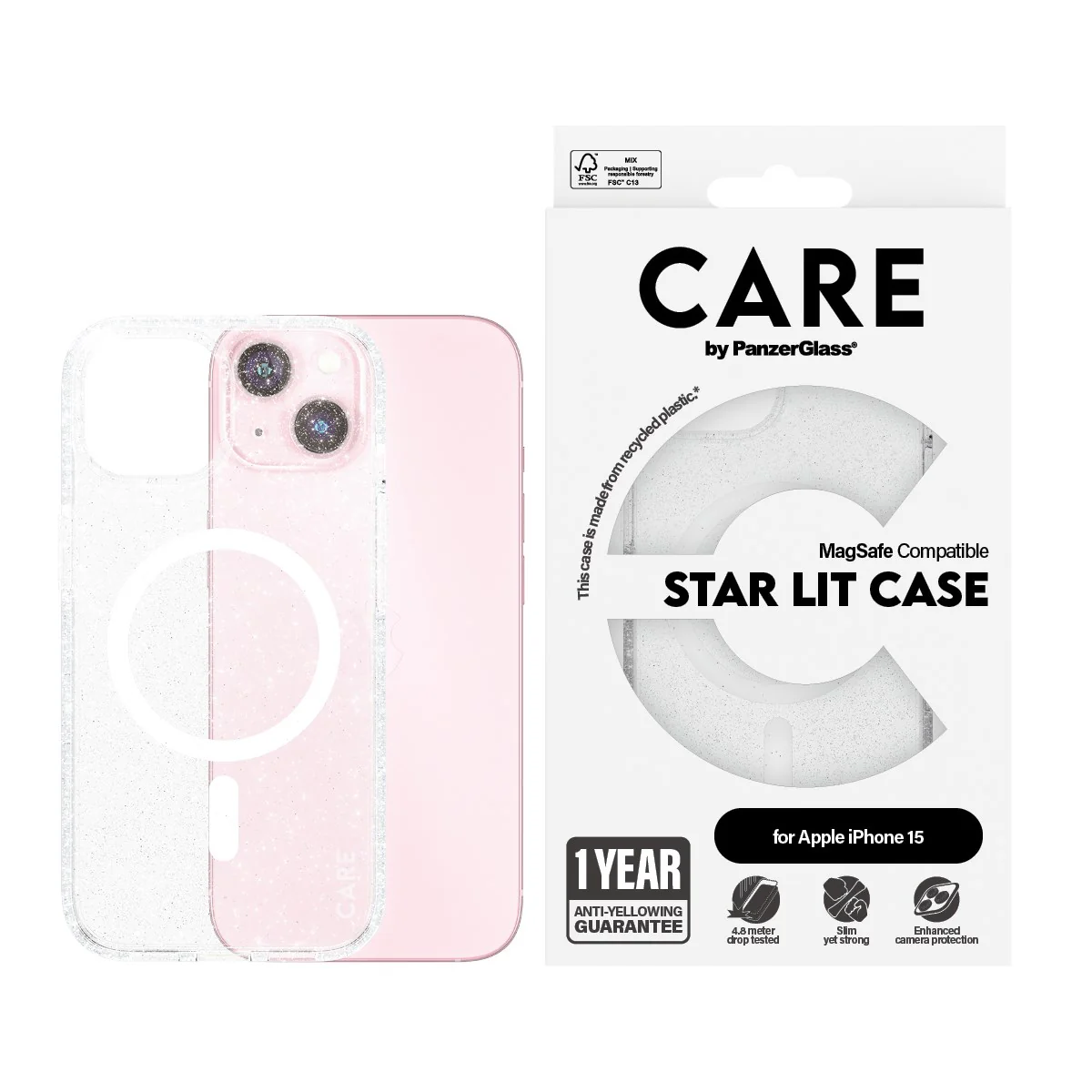 CARE™ by PanzerGlass® Star Lit Case m. Hvid MagSafe iPhone 15 - Image 2