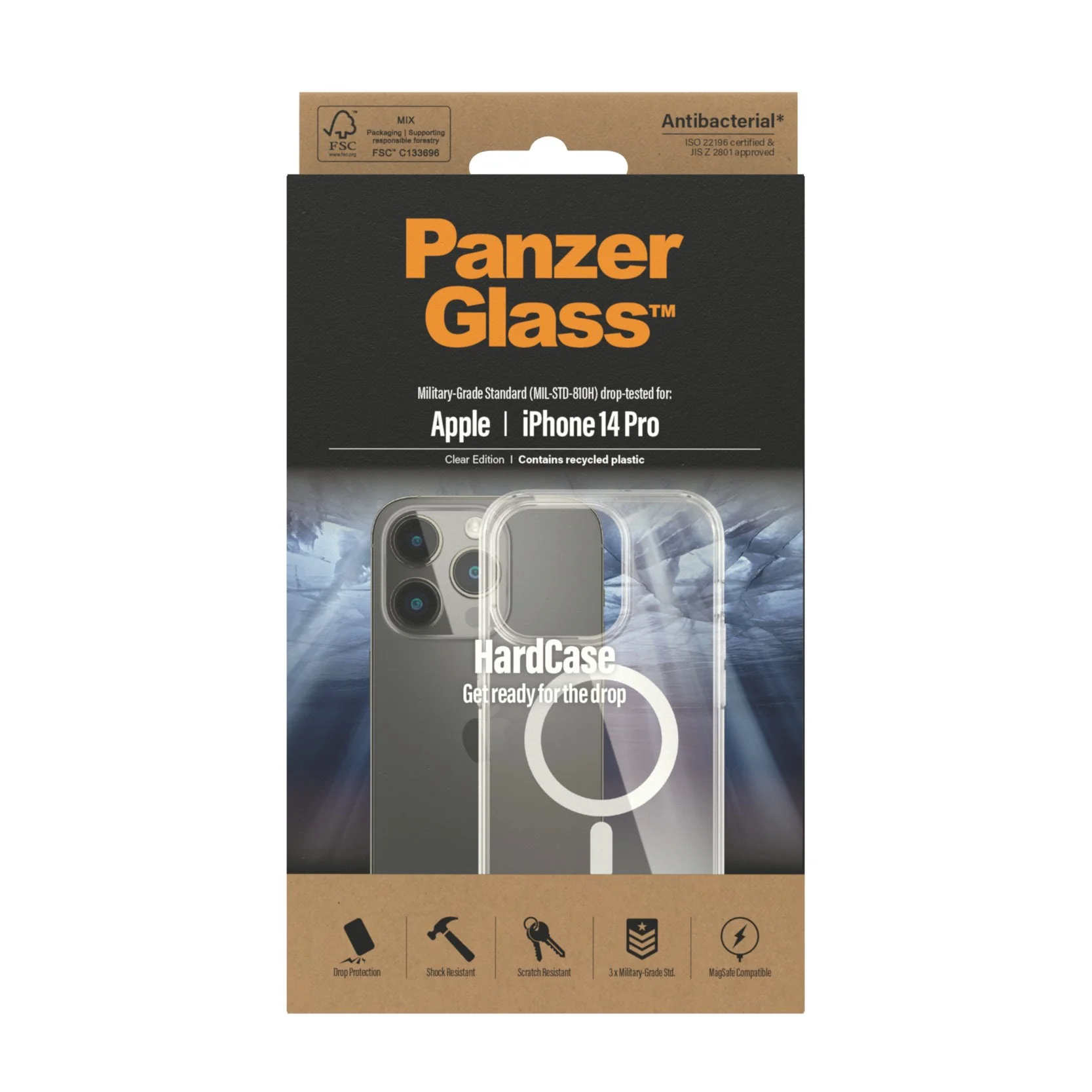PanzerGlass® HardCase Transparent m. Hvid MagSafe iPhone 14 Pro - Image 3