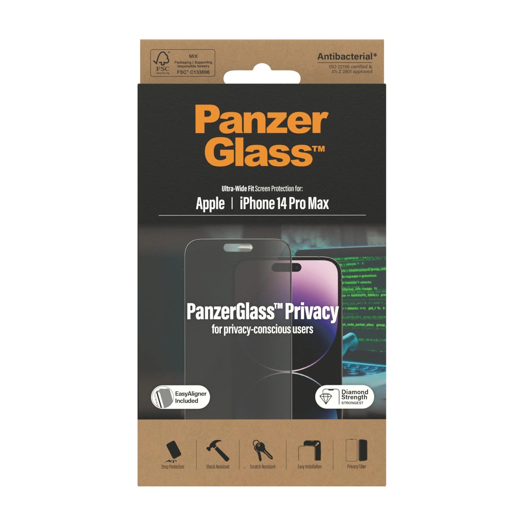 PanzerGlass® Privacy Skærmbeskyttelse iPhone 14 Pro Max | Ultra-Wide Fit m. EasyAligner - Image 3