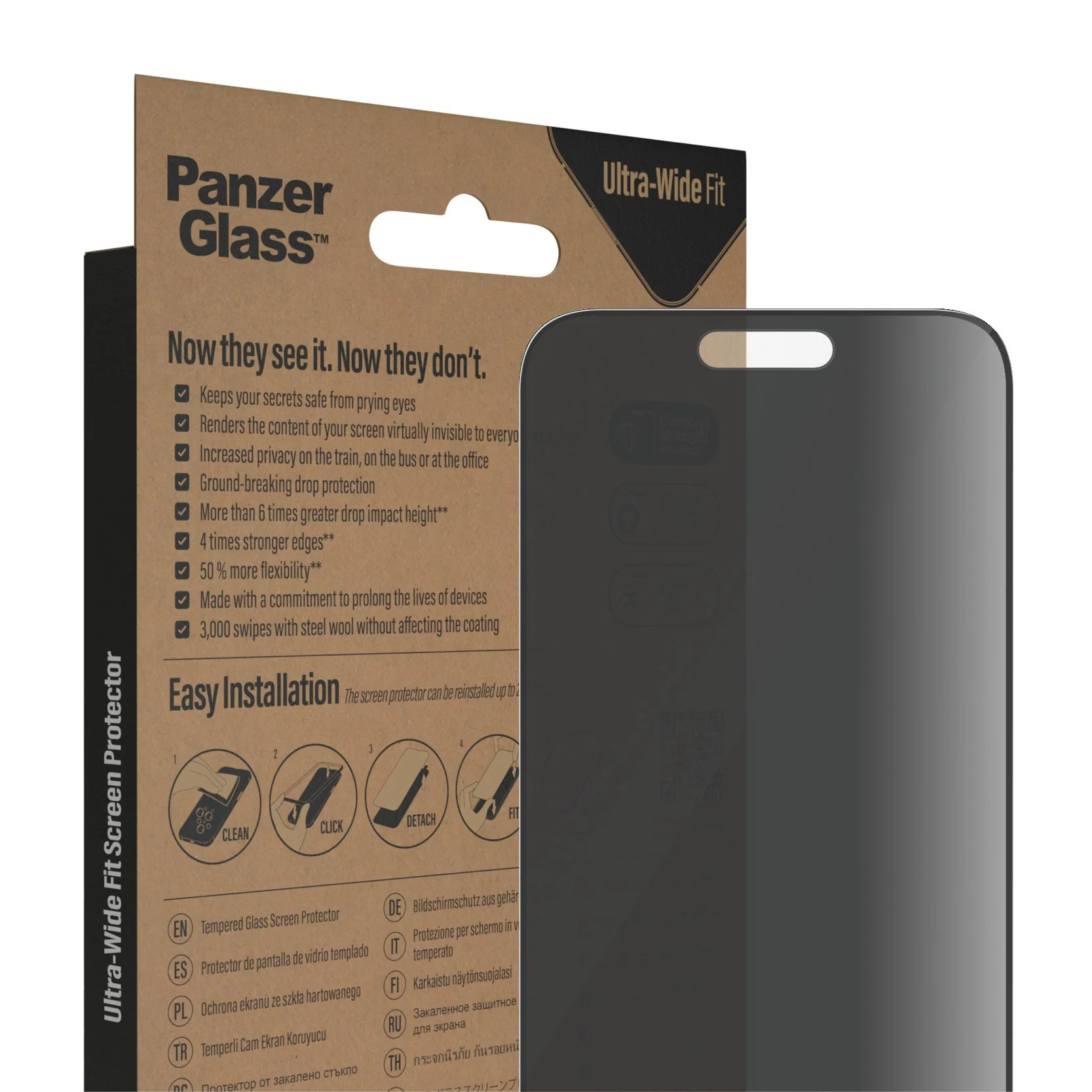 PanzerGlass® Privacy Skærmbeskyttelse iPhone 14 Pro Max | Ultra-Wide Fit m. EasyAligner - Image 6